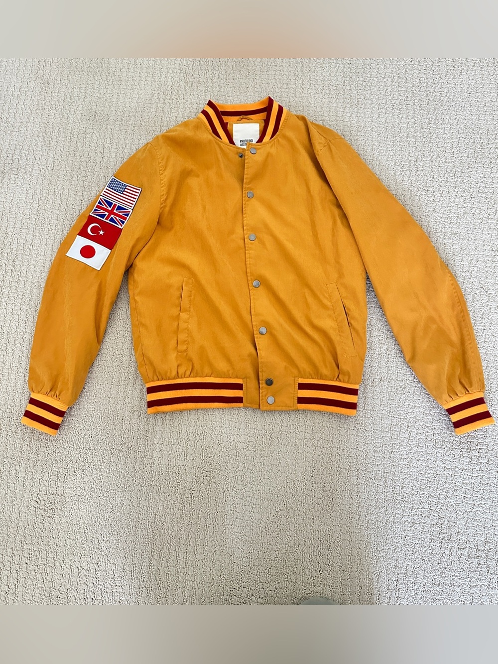 VINTAGE PROFOUND AESTHETIC Mustard Yellow Bomber Jacket